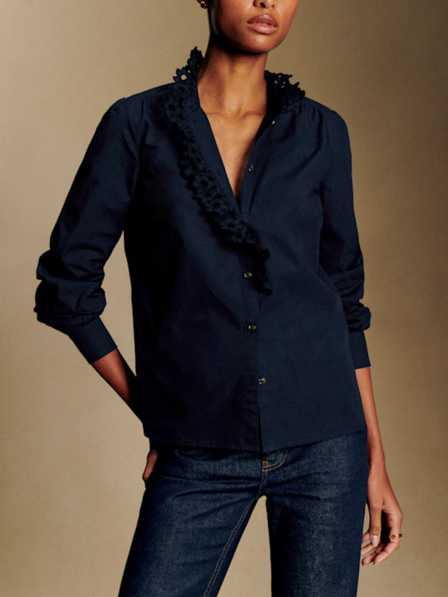 Plain Navy Embroidery Shirt