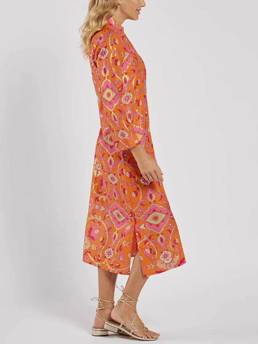 The Hot Orange Midi Dress