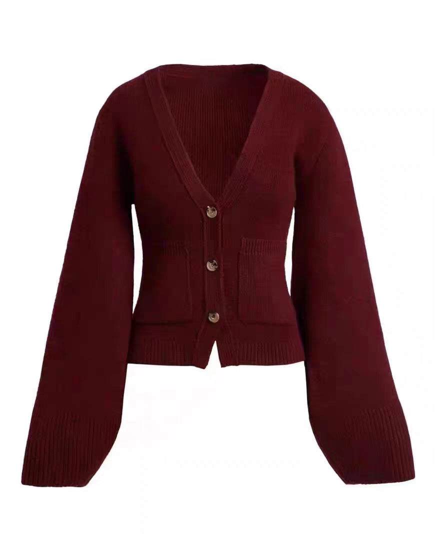 Chill V-Neck Tight Waist Pocket Cardigan