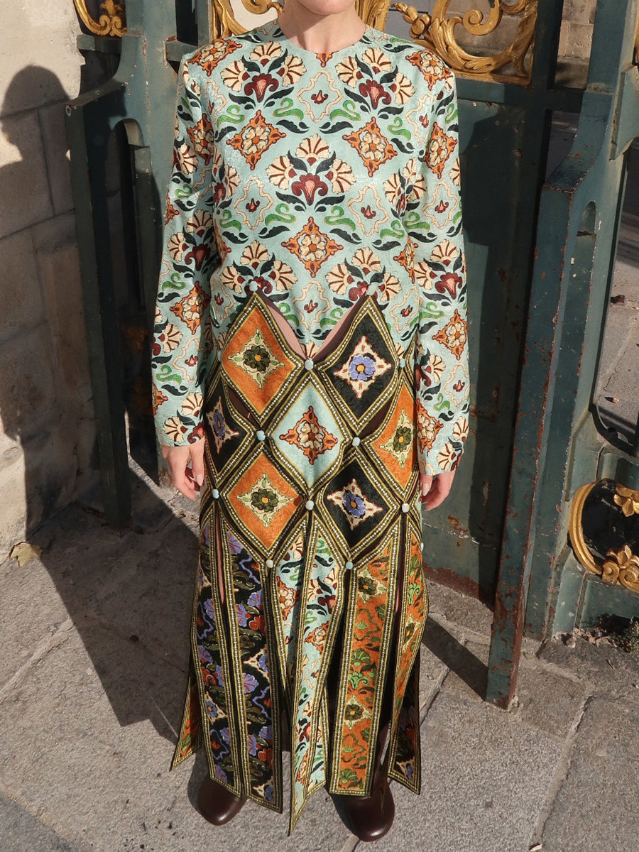 Fashion Printed Round Neck Midi Dress