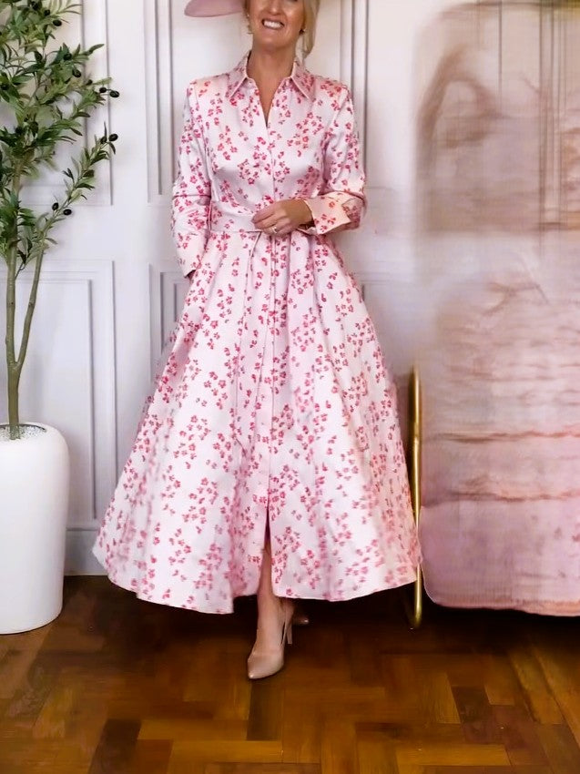 Pink Floral Shirt Dress