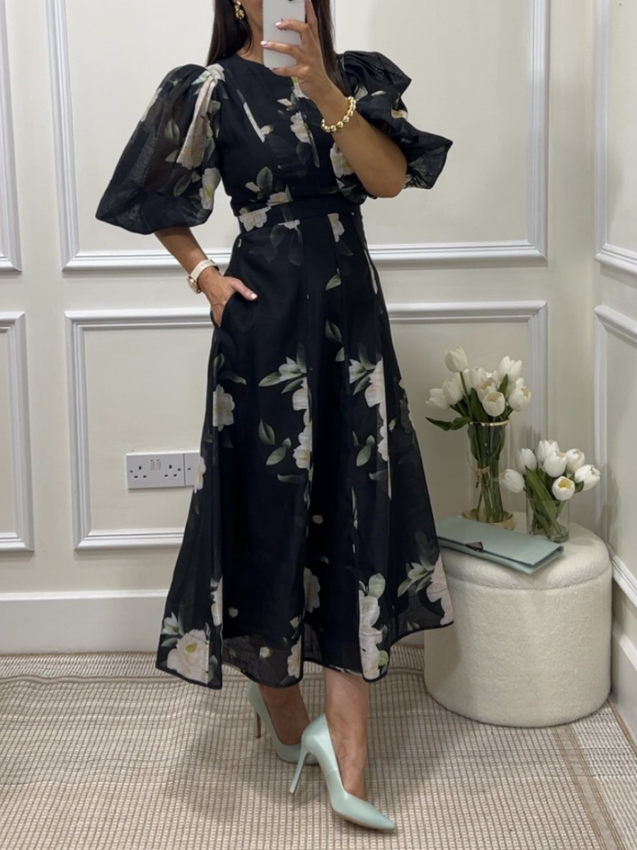 Kate Black Print Dress