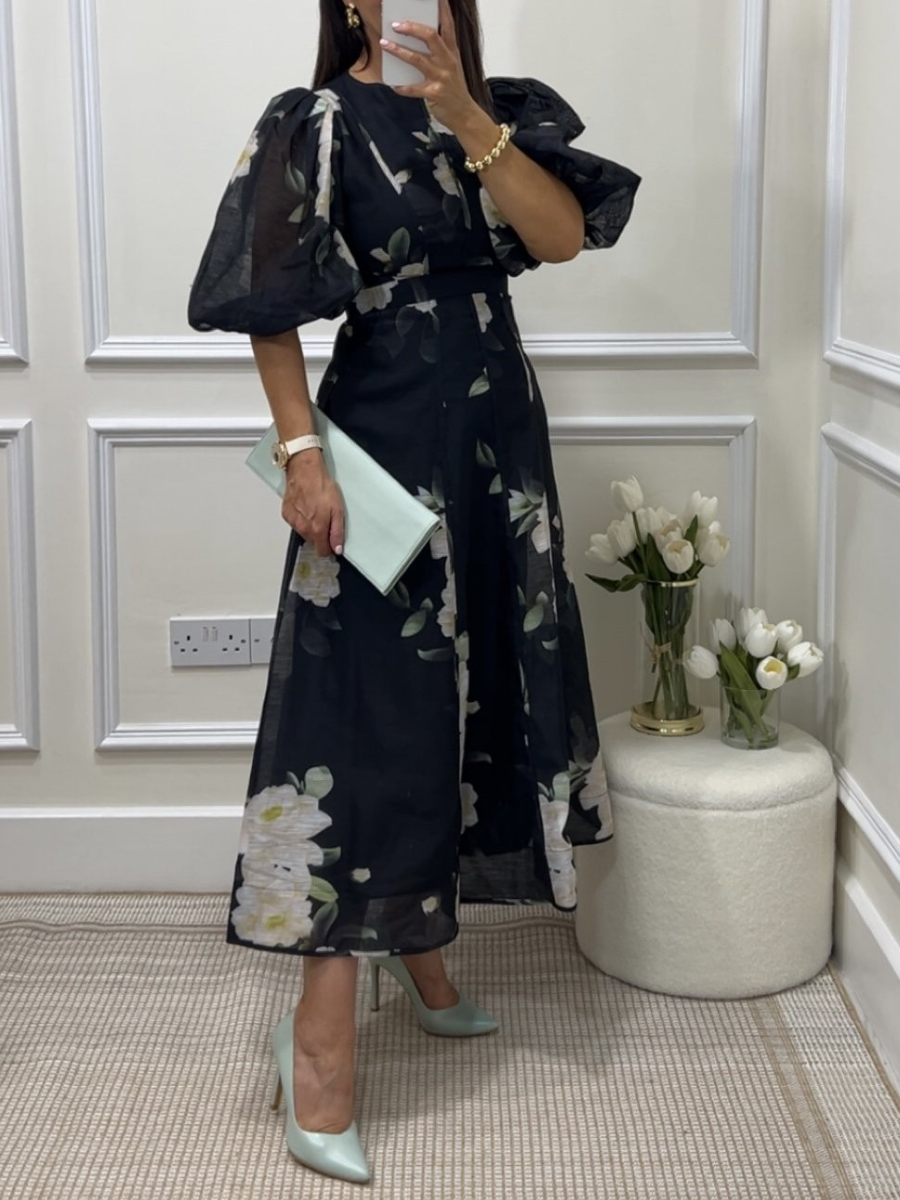 Kate Black Print Dress