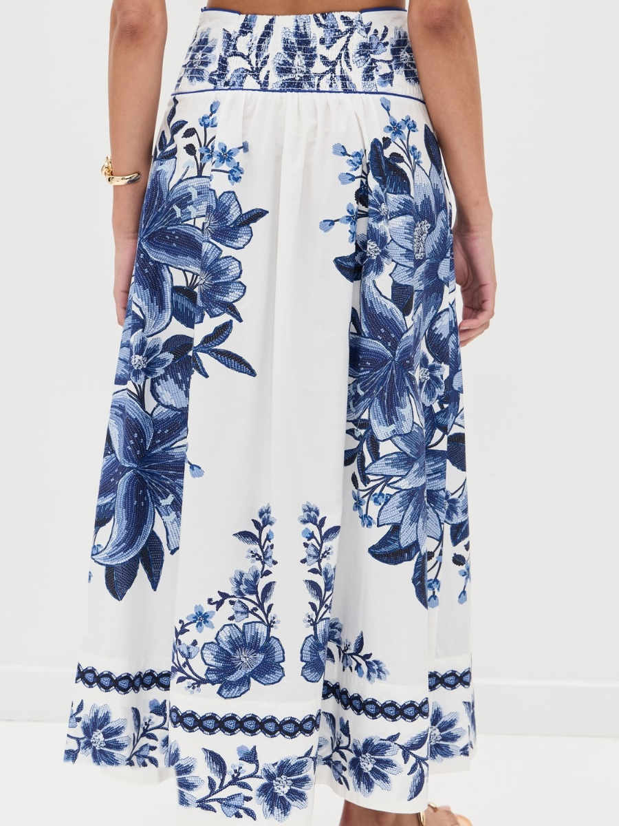 Summer Fruit Scarf Midi Skirt
