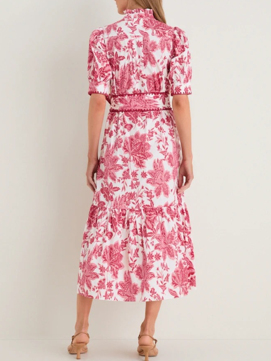 Hibiscus Floral Whipstitch Felicity Maxi Dress