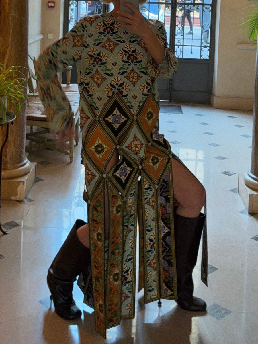 Fashion Printed Round Neck Midi Dress