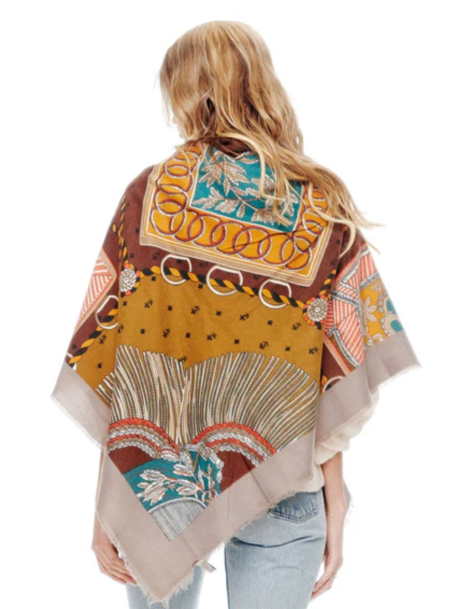 Vintage-Inspired Tapestry Print Oversized Scarf