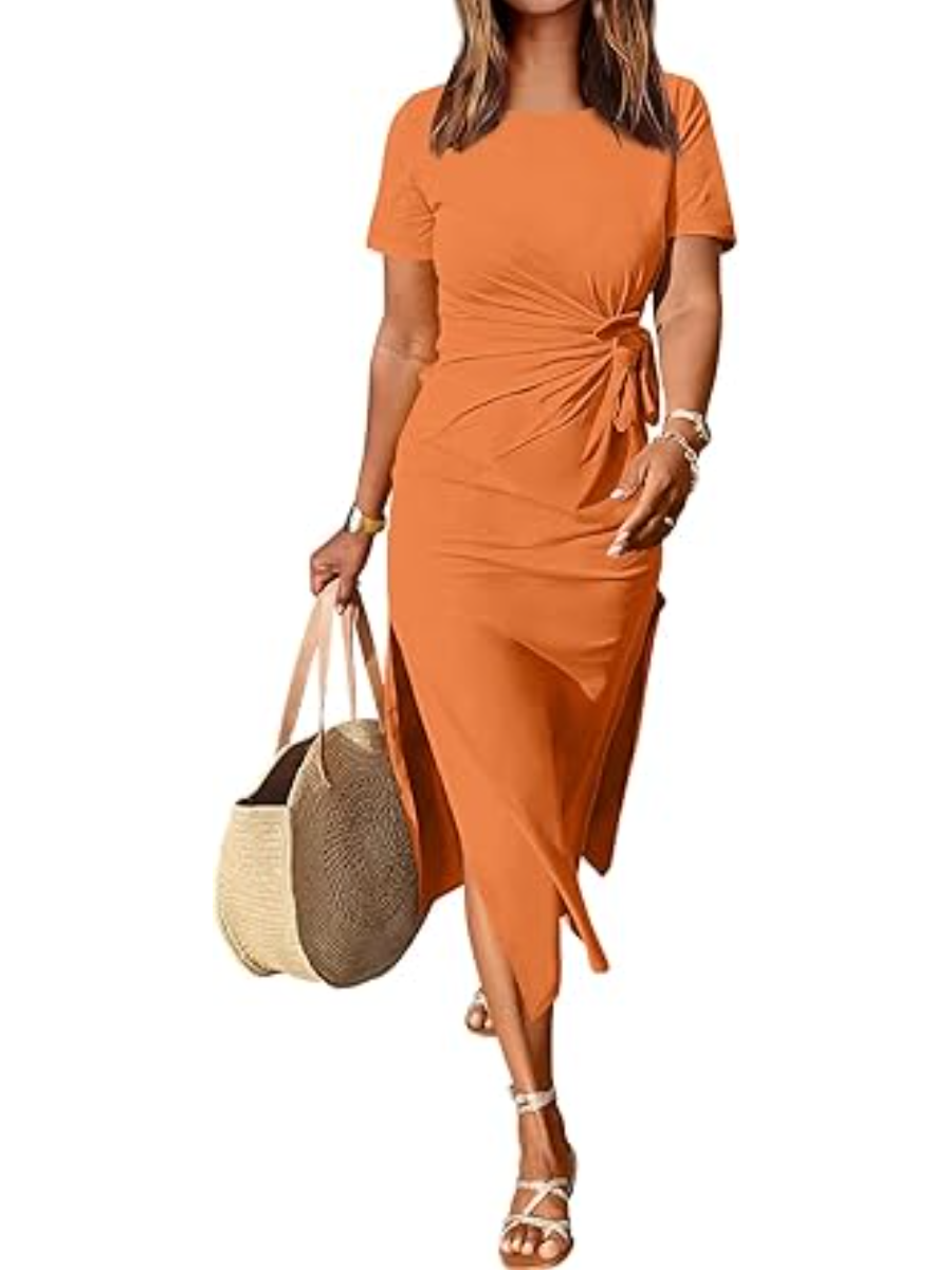 Crewneck Tie Knot Dress