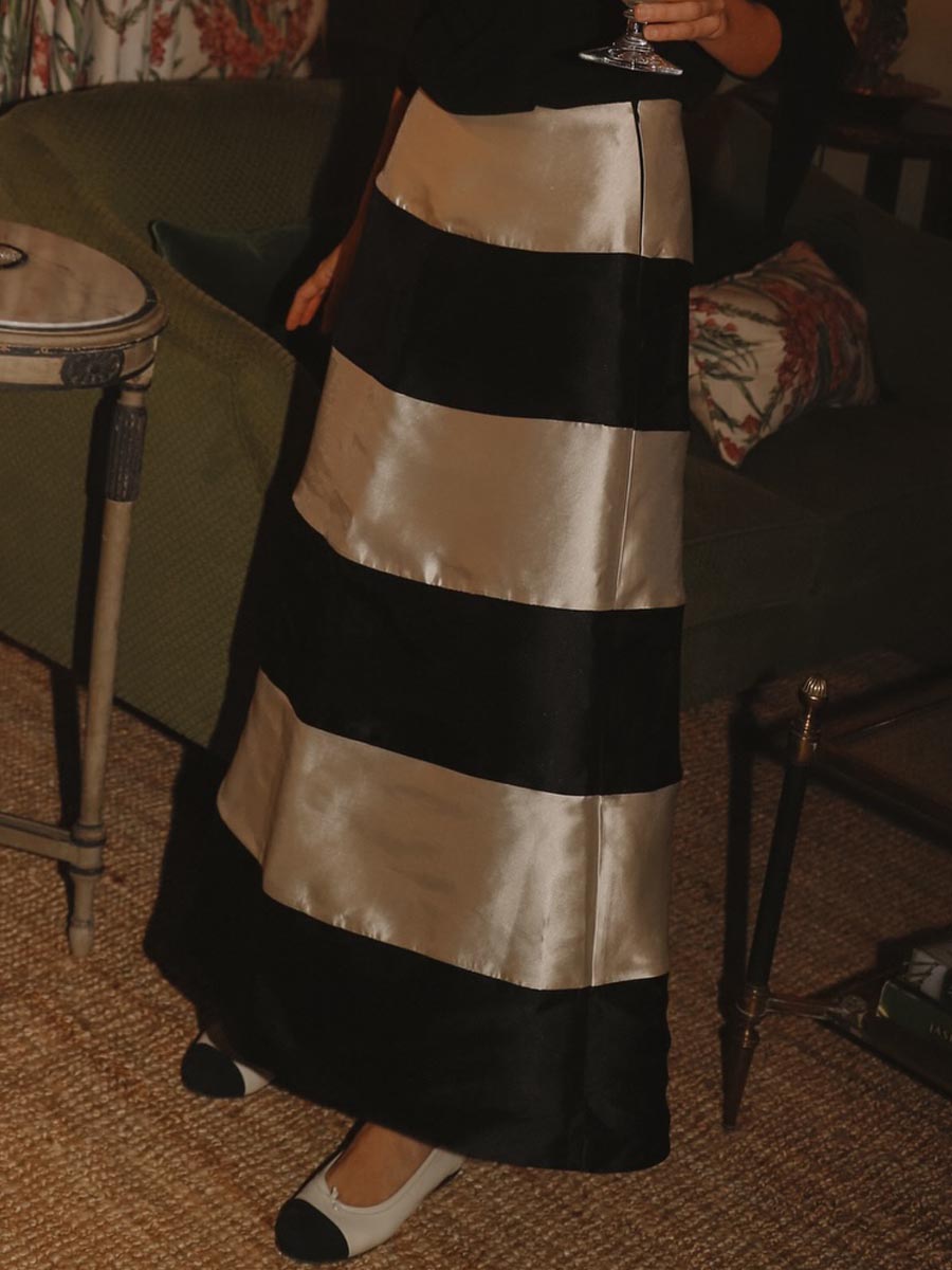 Color Block High Waist Midi Skirt