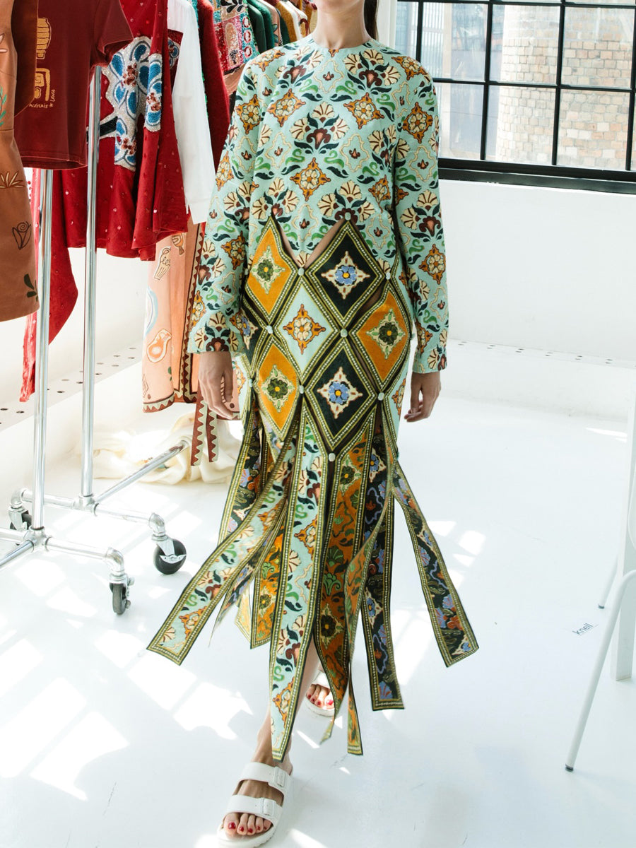 Fashion Printed Round Neck Midi Dress