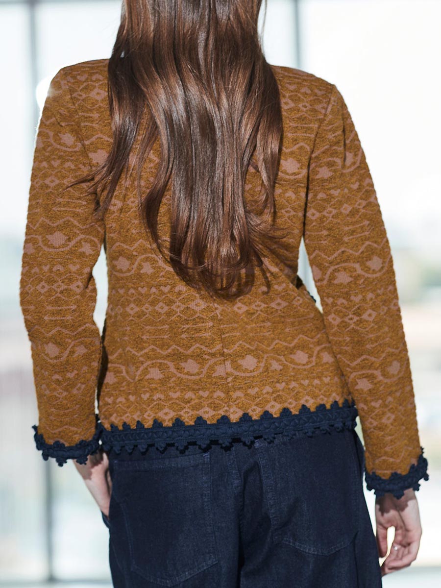 Elegant Color Block Knitted Jacket