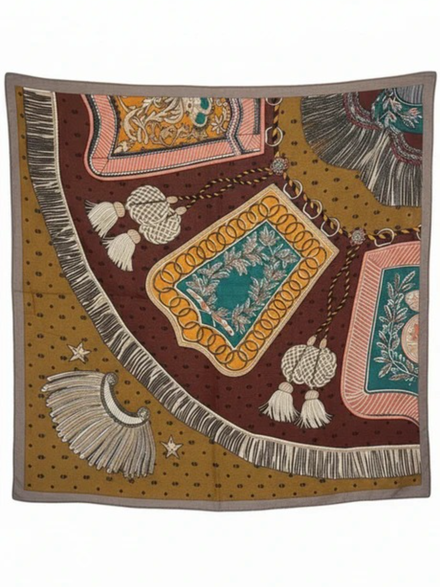 Vintage-Inspired Tapestry Print Oversized Scarf