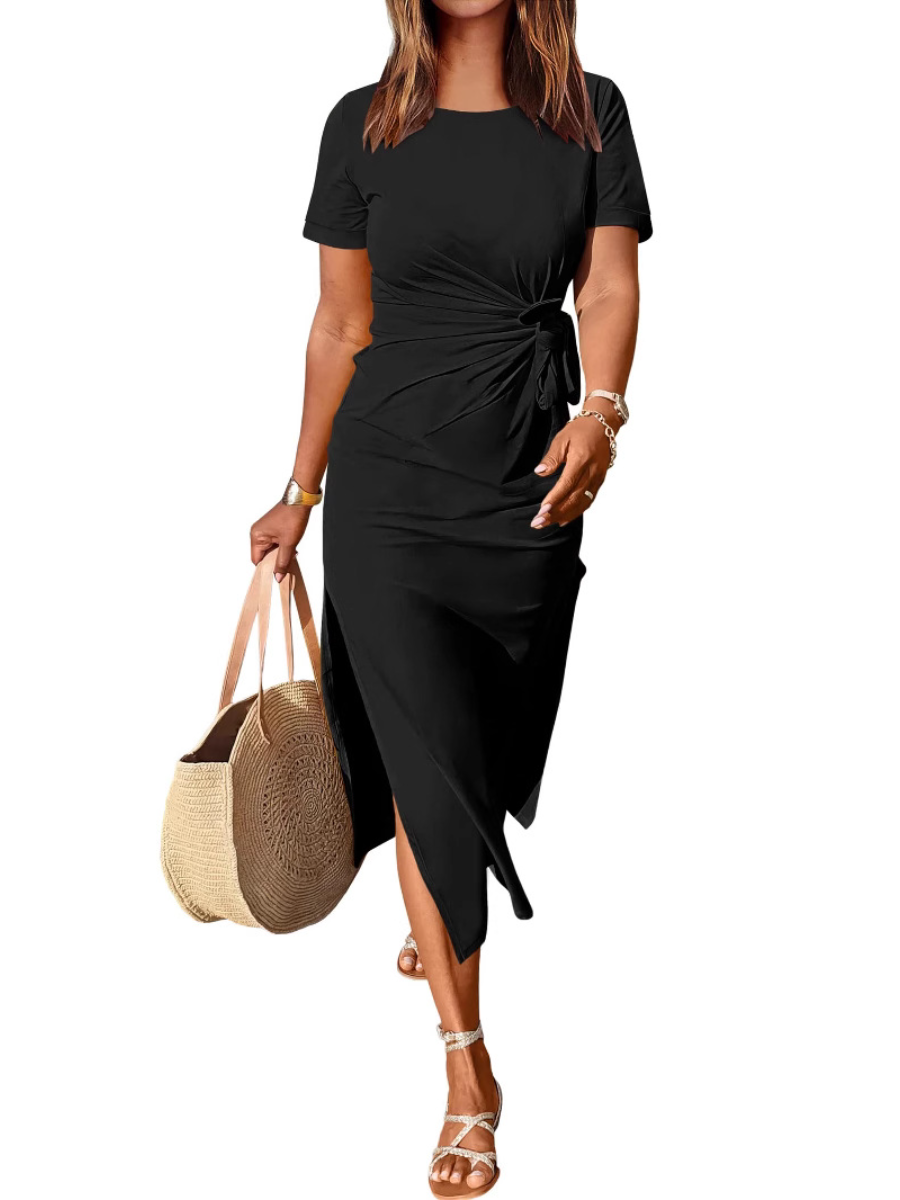 Crewneck Tie Knot Dress