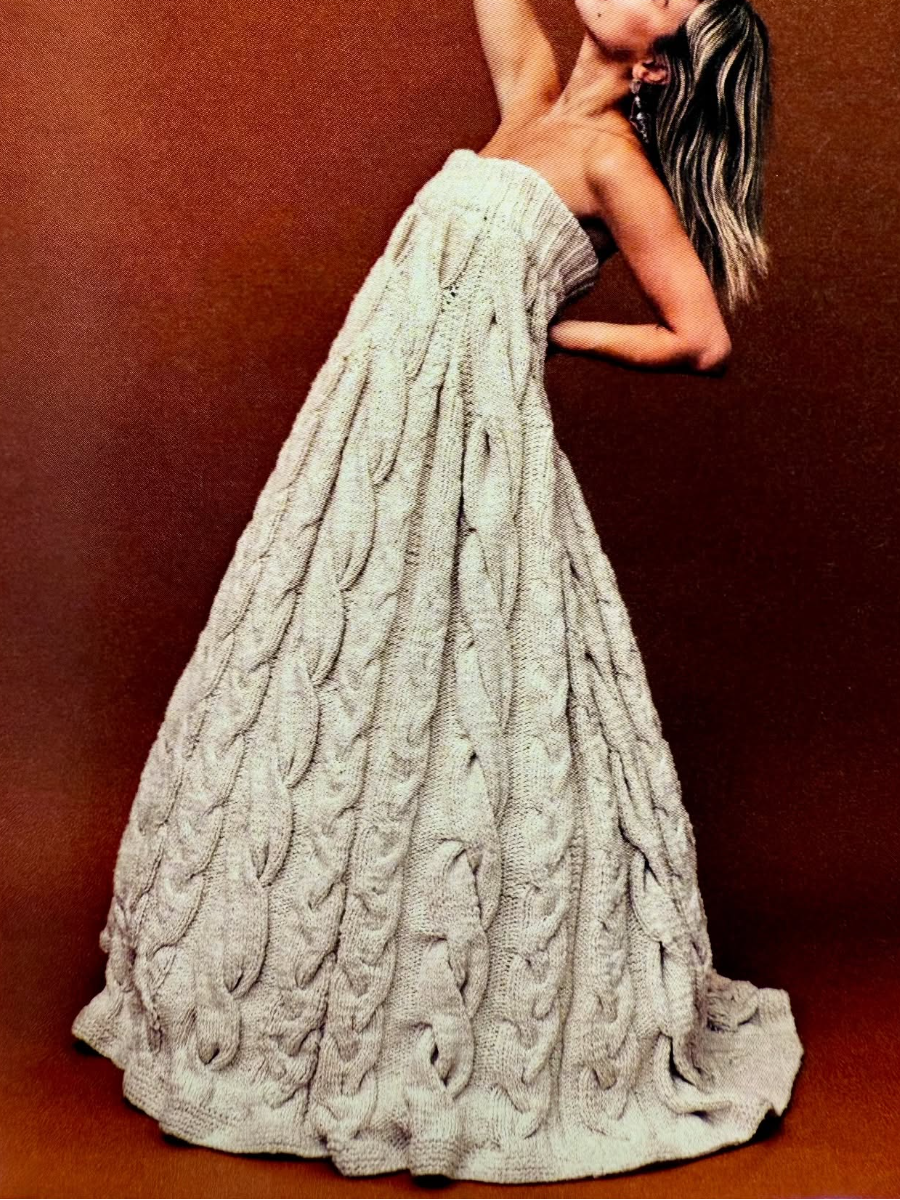 Cable-Knit Strapless Maxi Gown