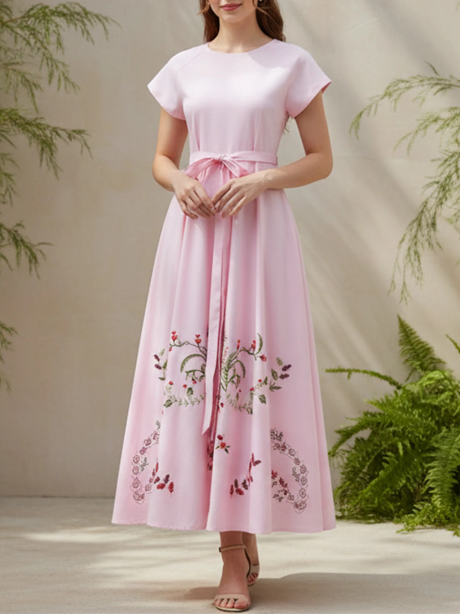Venus Pink Wedding Maxi Dress With Pocket