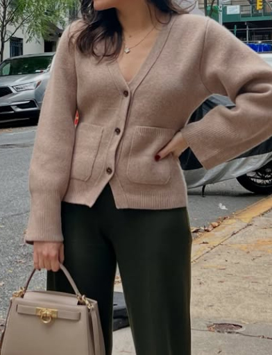 Chill V-Neck Tight Waist Pocket Cardigan