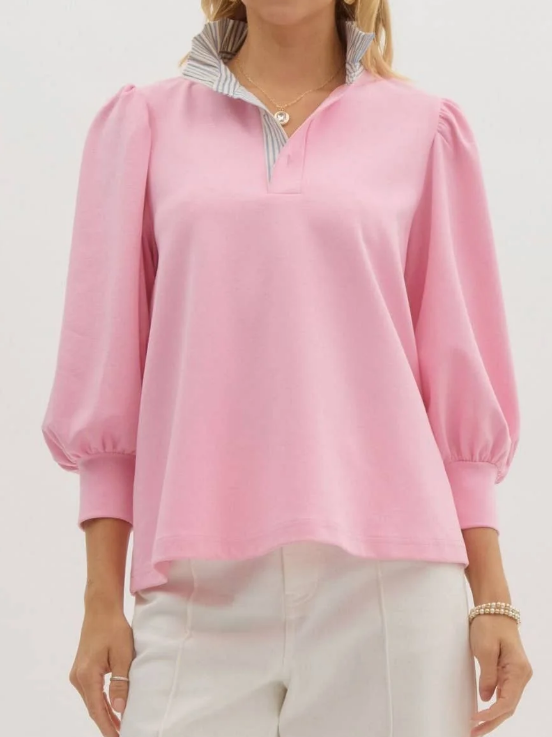 Balloon Sleeve Stripe Blouse
