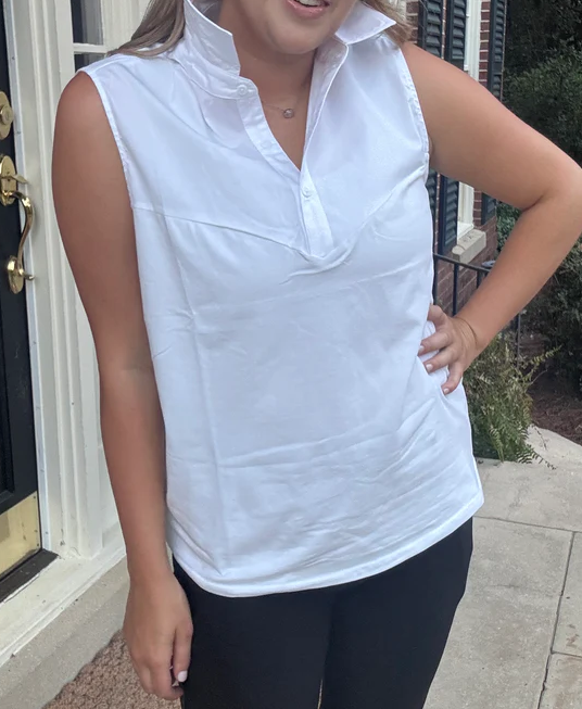 Stretchy Tank With Shirt Collar