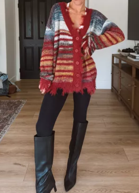 Contrast Striped Cardigan