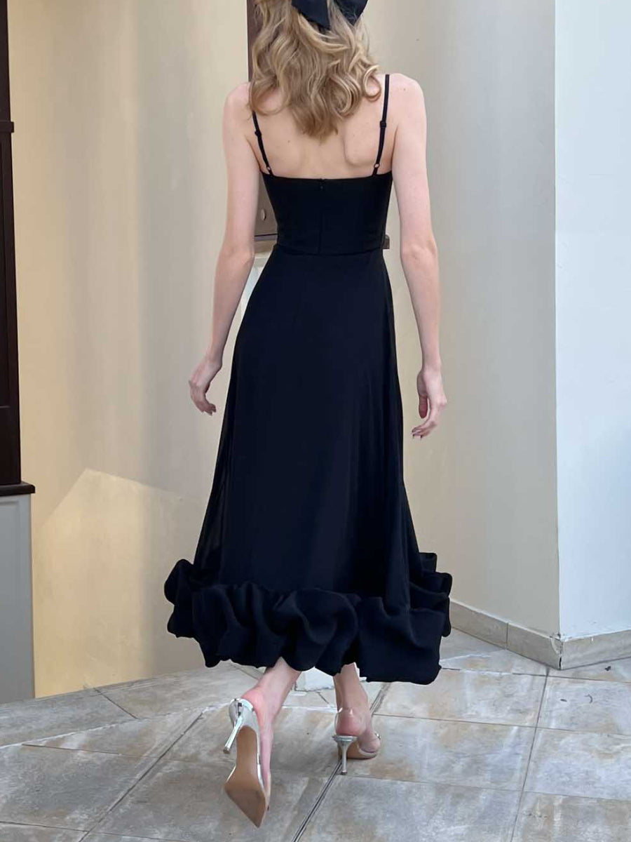 Flounce Bustier Midi Dress