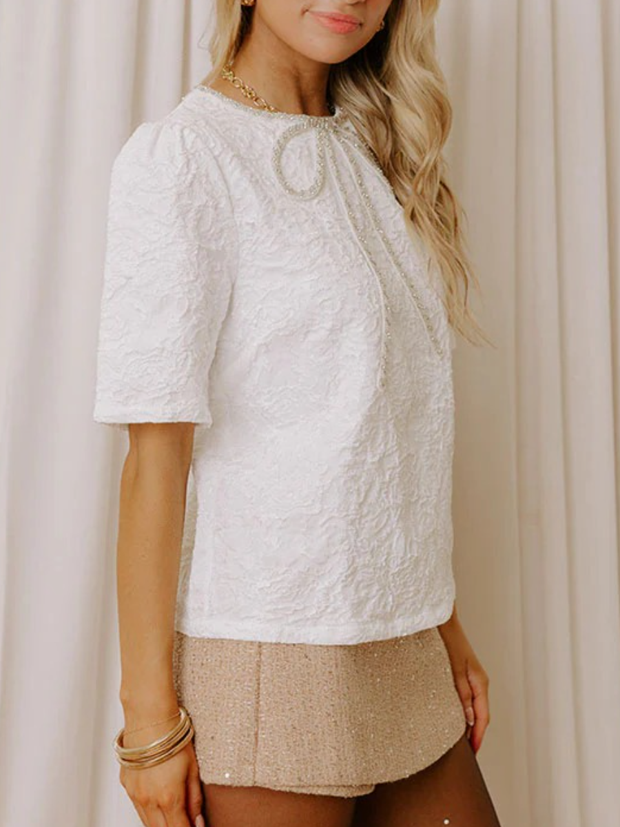 Bows And Bliss Floral Jacquard Top