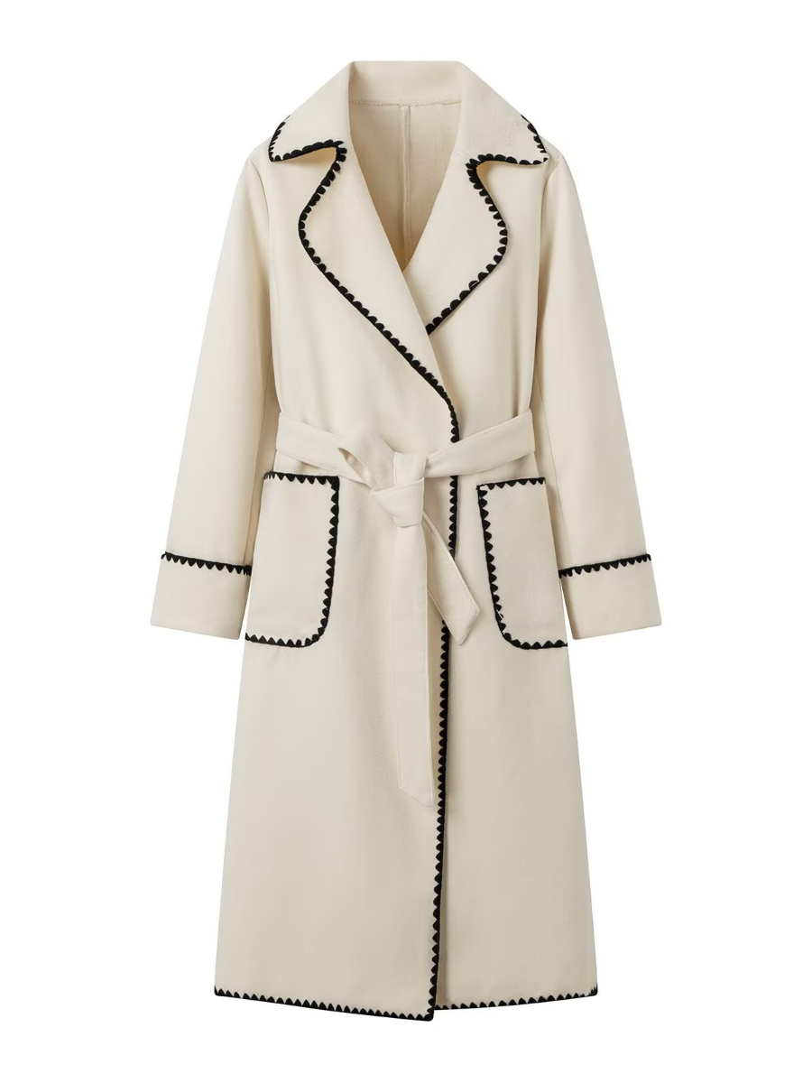 Chic Embroidered Colorblock Coat