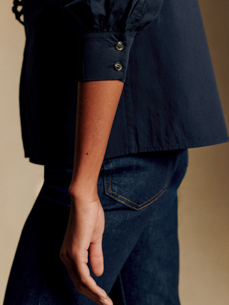 Plain Navy Embroidery Shirt