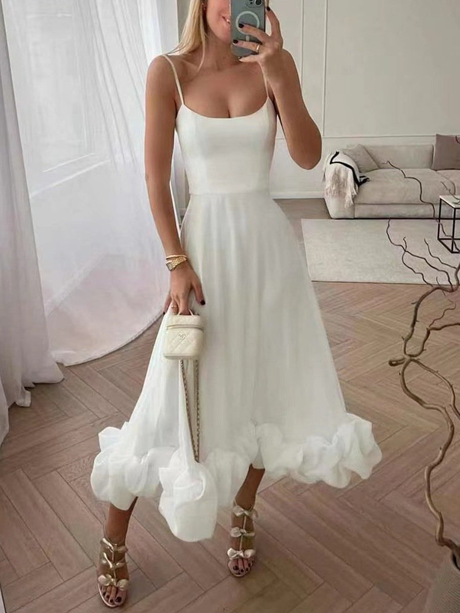 Flounce Bustier Midi Dress