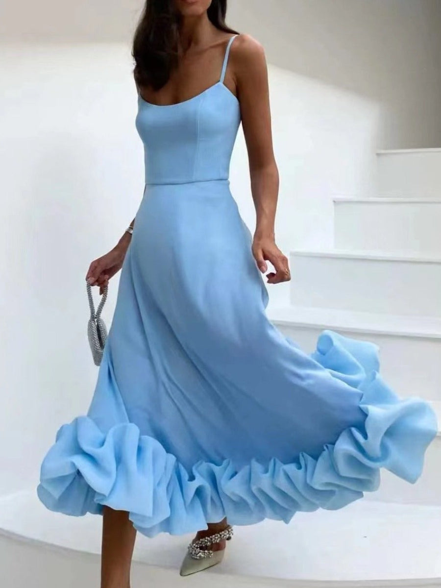 Flounce Bustier Midi Dress
