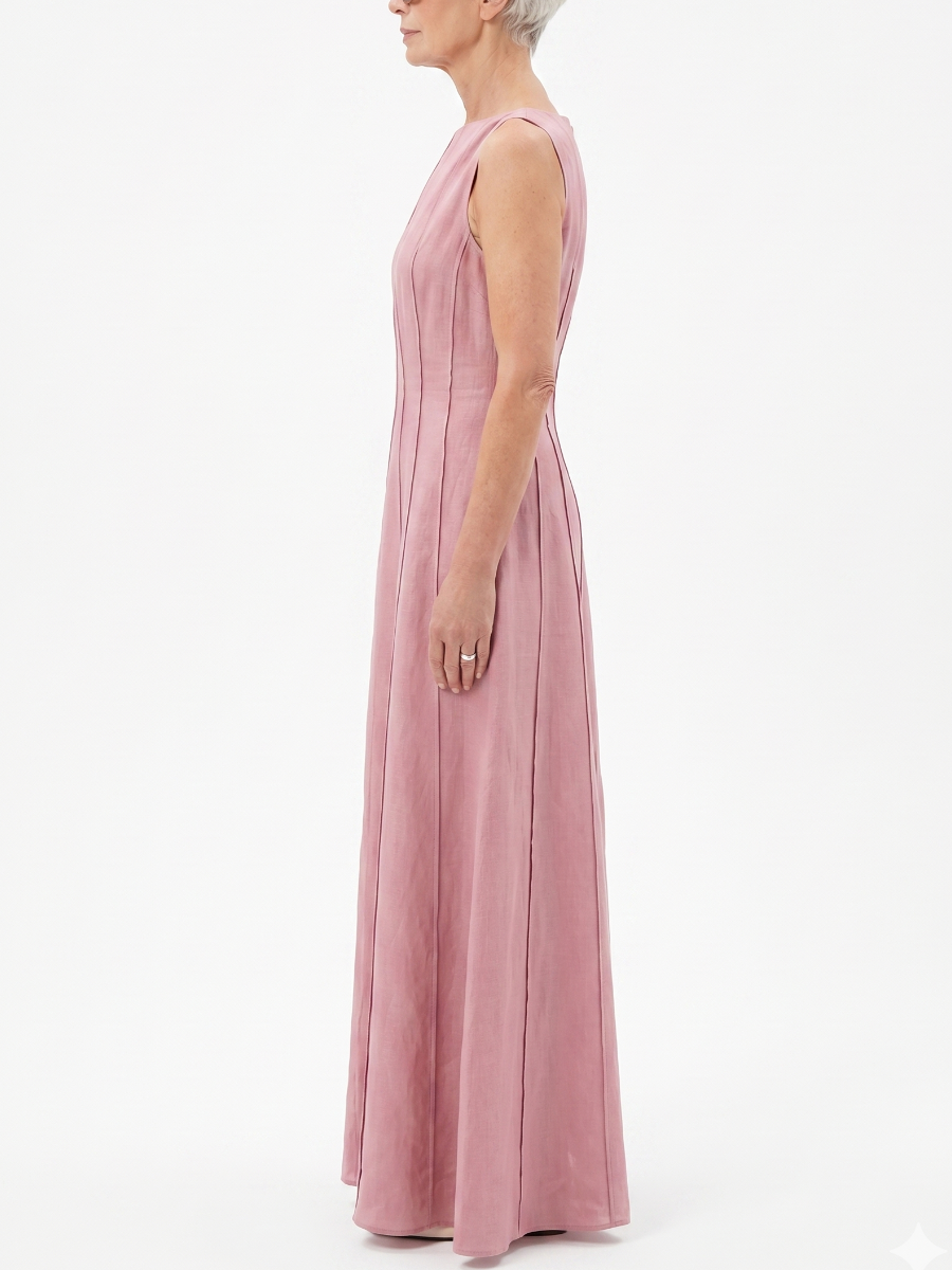 Timeless Grace | Dusty Pink Paneled Sleeveless Maxi Dress