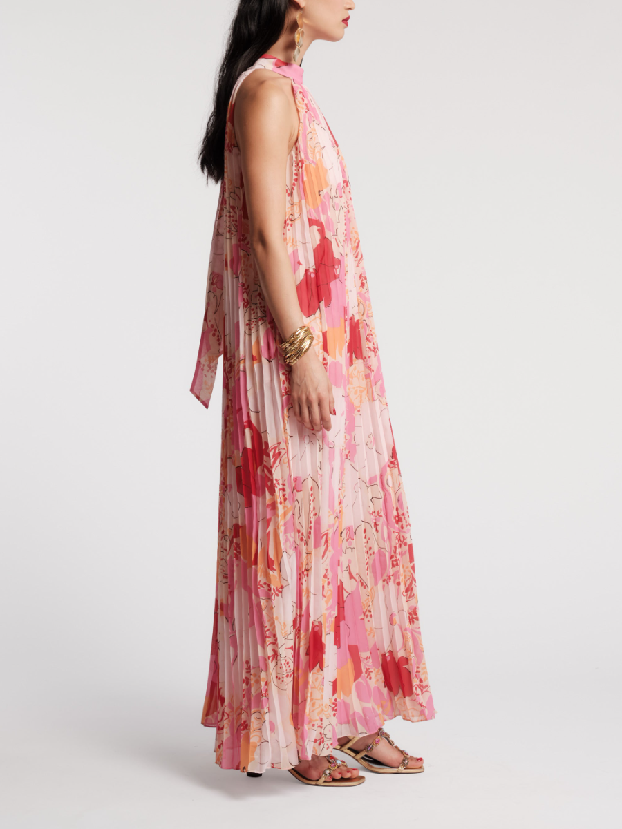 Slim Pleated Maxi Dress