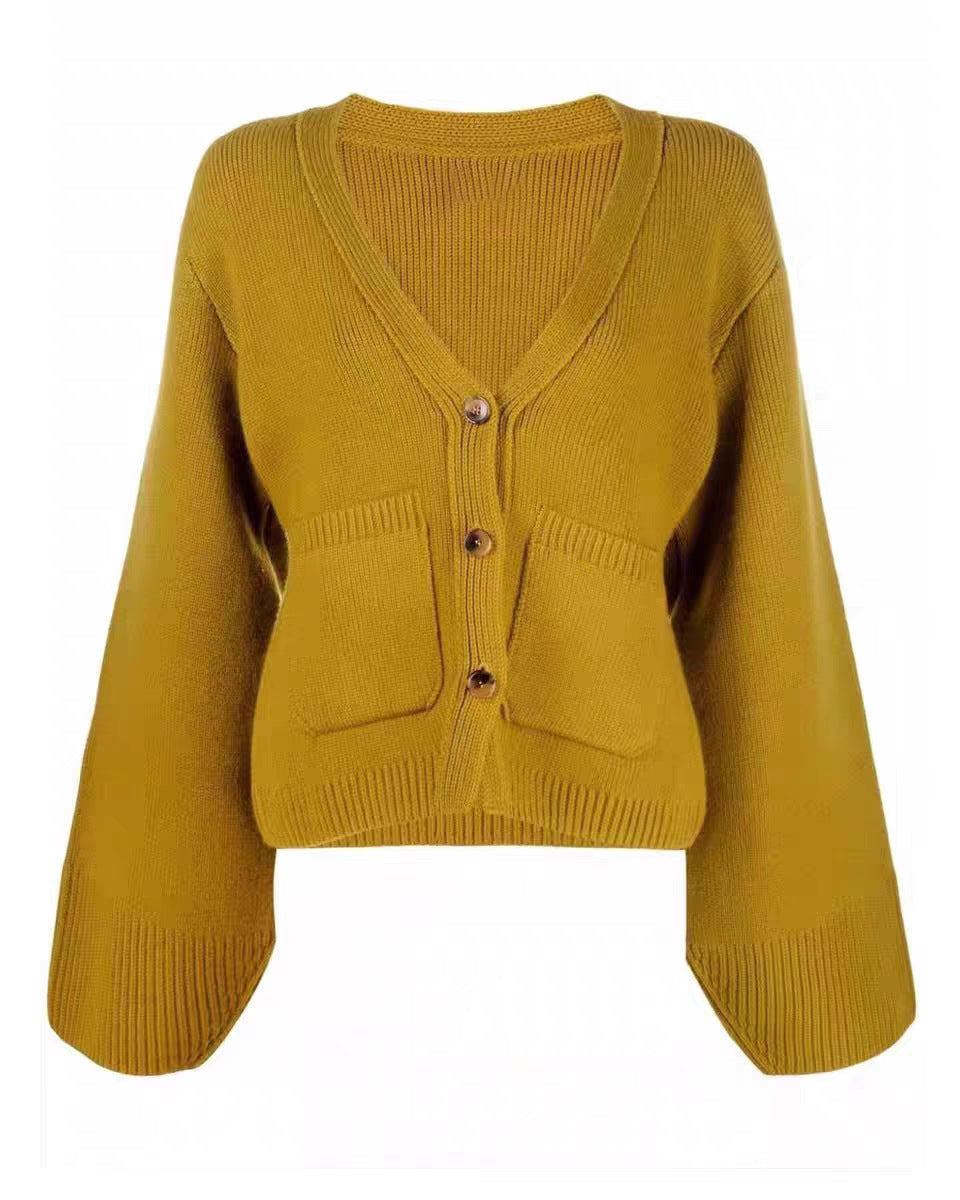 Chill V-Neck Tight Waist Pocket Cardigan
