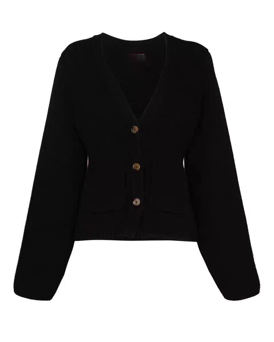 Chill V-Neck Tight Waist Pocket Cardigan
