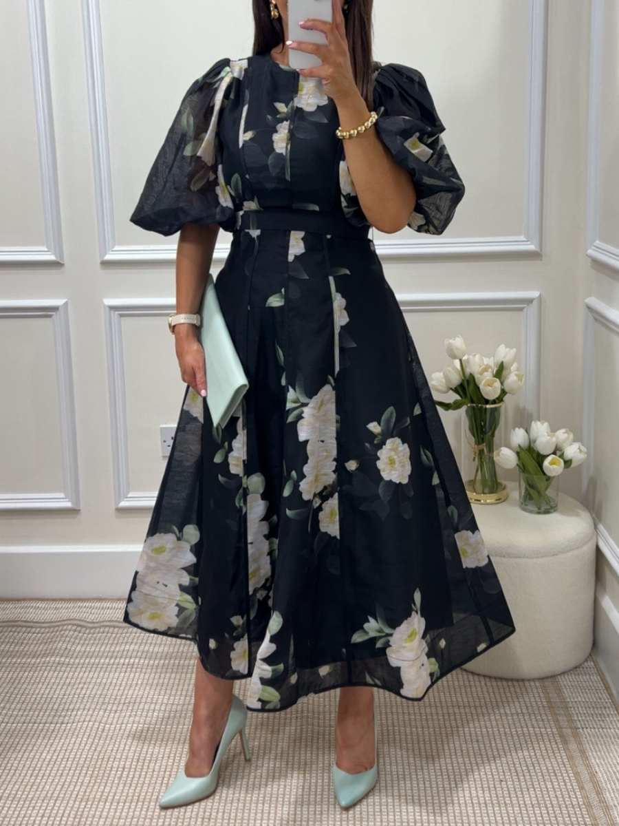 Kate Black Print Dress