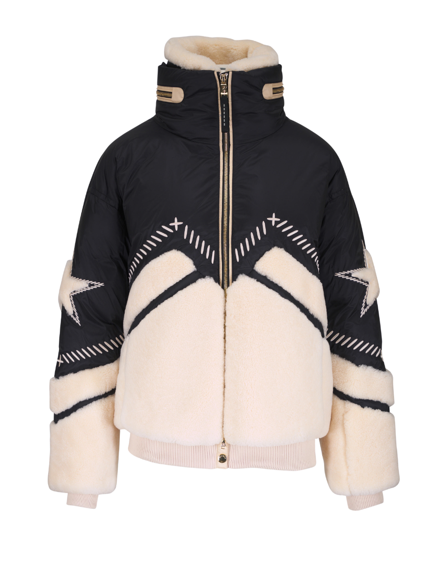 Black & Cream Down Ski Jacket