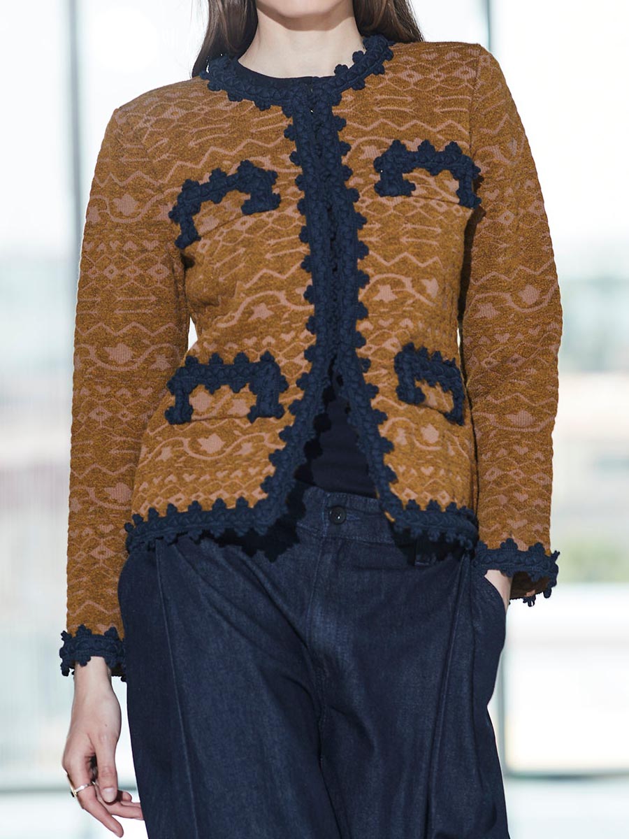 Elegant Color Block Knitted Jacket