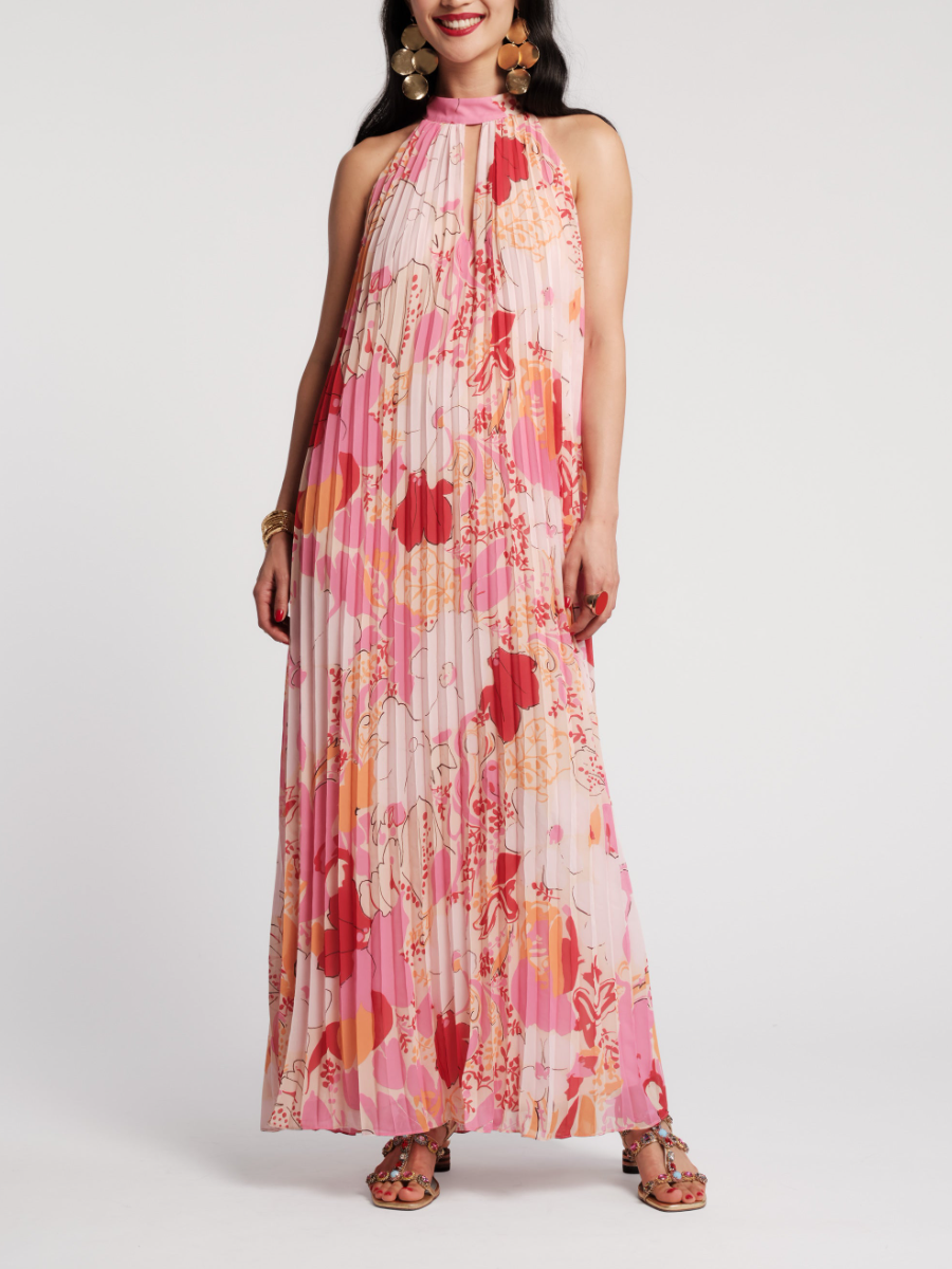 Slim Pleated Maxi Dress