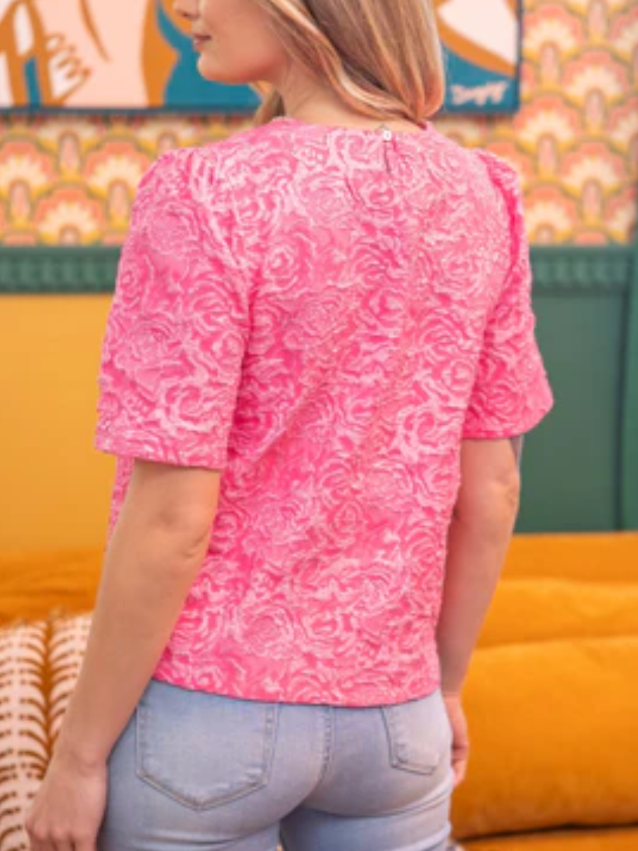 Bows And Bliss Floral Jacquard Top