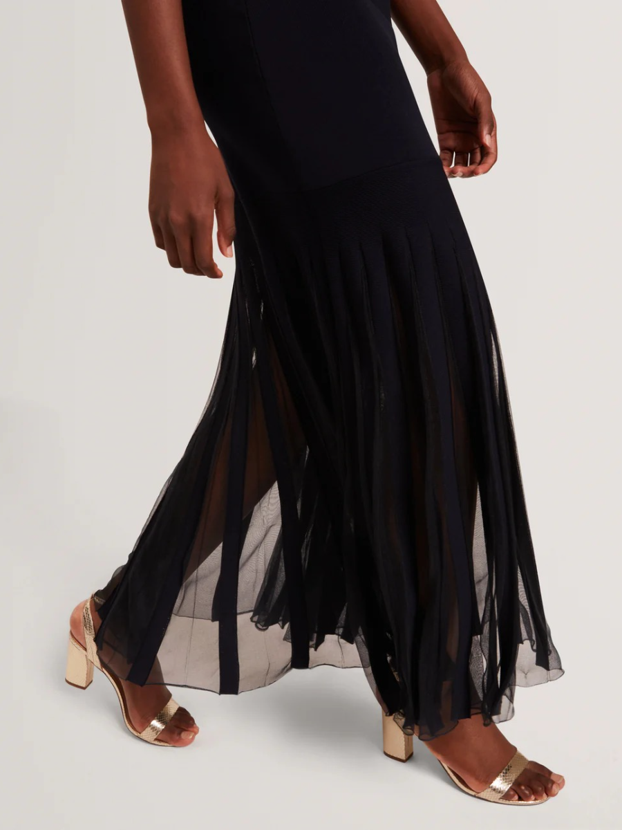 Suannaa Dropped Waist Off The Shoulder Knit Dress