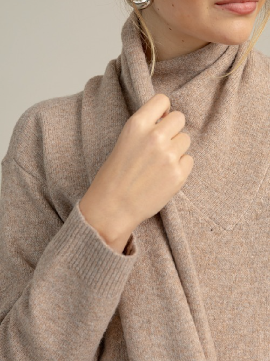 Wrap Neck Scarf Sweater
