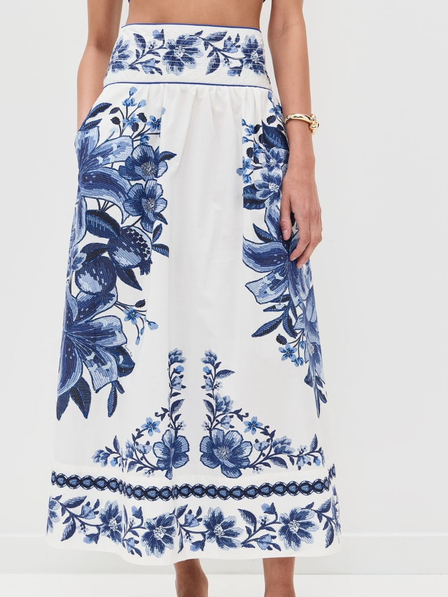 Summer Fruit Scarf Midi Skirt