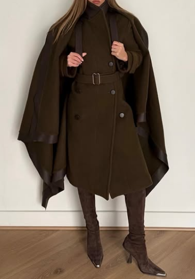 Chic Olive Cape Coat