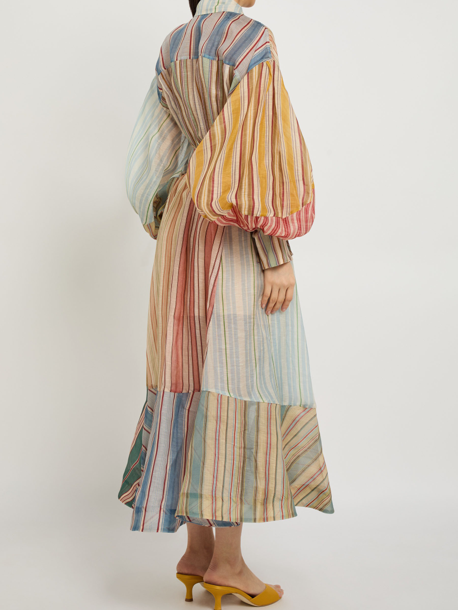 Bohemian Luxe | Multi-Color Striped Wrap Maxi Dress