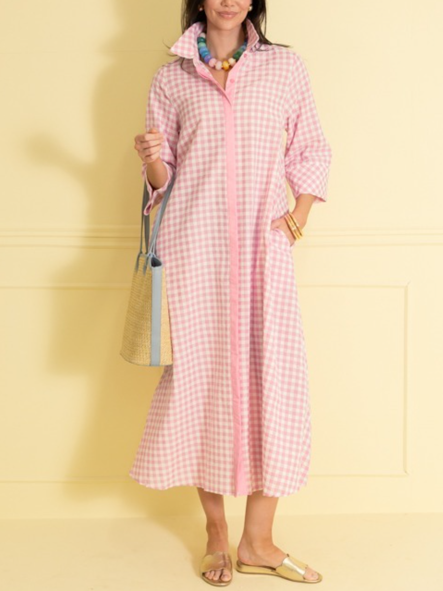 Gingham Collared Maxi Dress