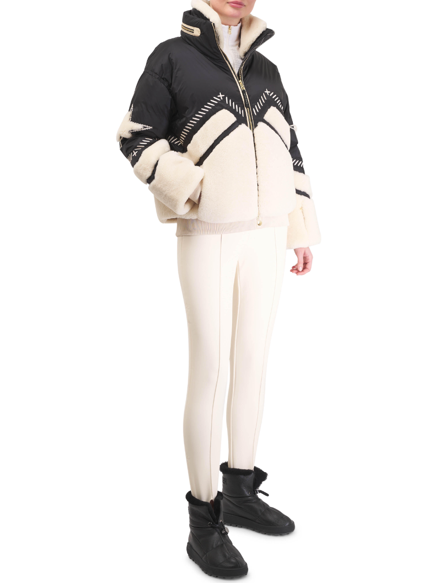 Black & Cream Down Ski Jacket