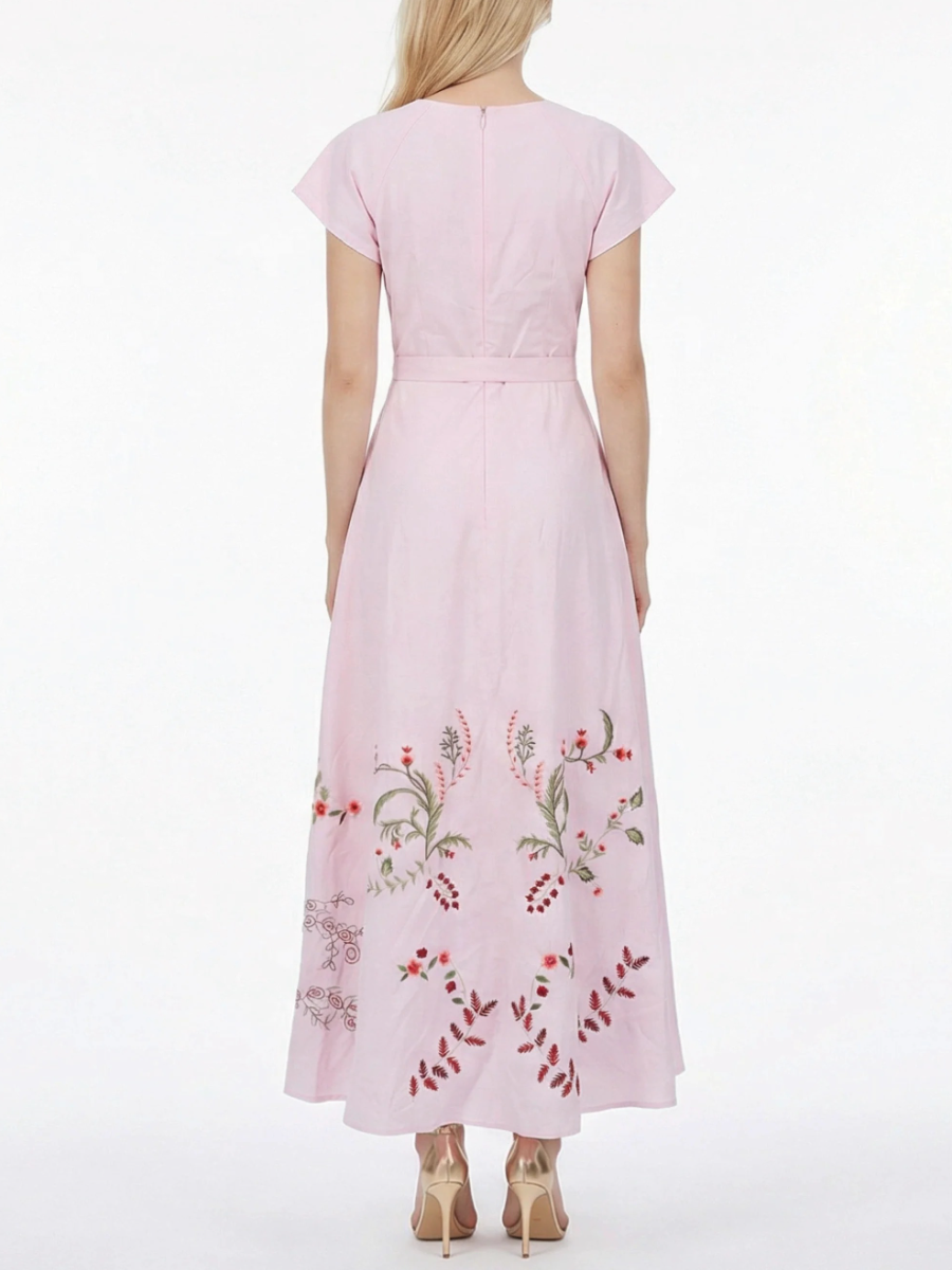 Venus Pink Wedding Maxi Dress With Pocket