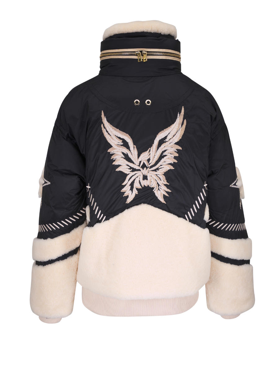 Black & Cream Down Ski Jacket