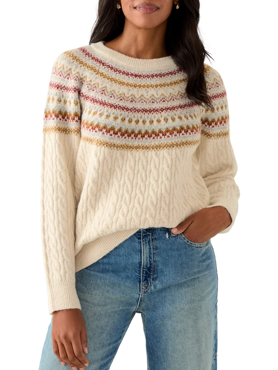 Women's Fairisle Cable Mix Crew Sweater