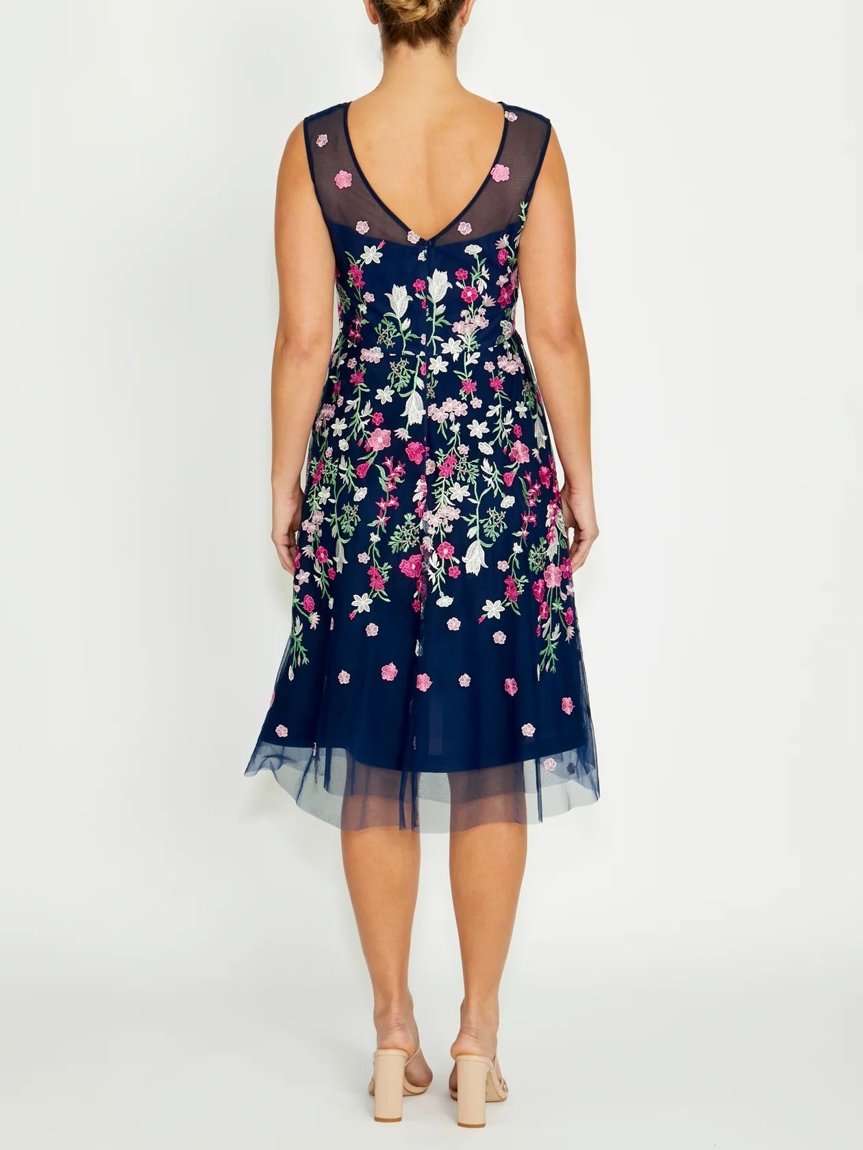 Navy and Pink Midi Dress Regular