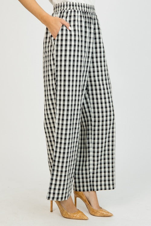 Gingham Textured Pants
